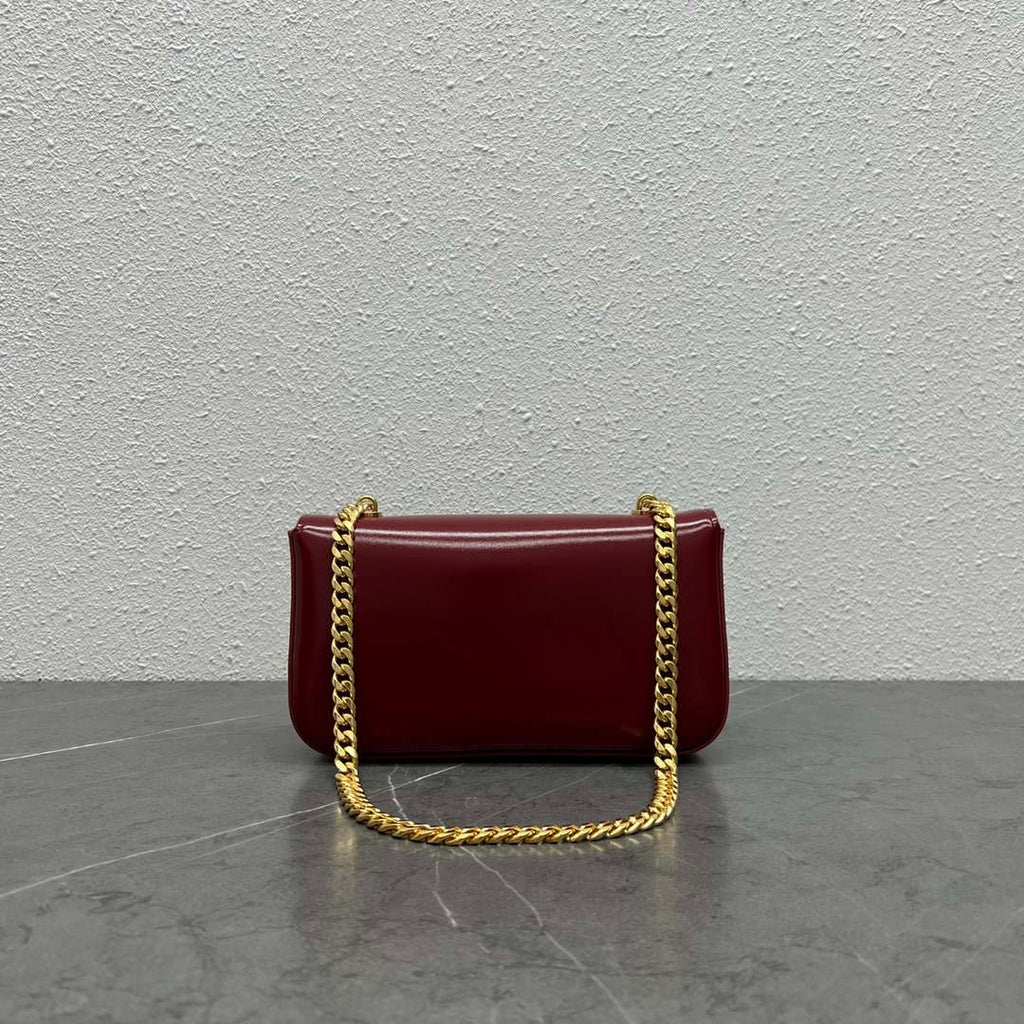 Celine 197992 Chain Shoulder Bag Claude In Triomphe Canvas Wine Red