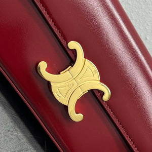 Celine 197992 Chain Shoulder Bag Claude In Triomphe Canvas Wine Red - Default Title - View 6