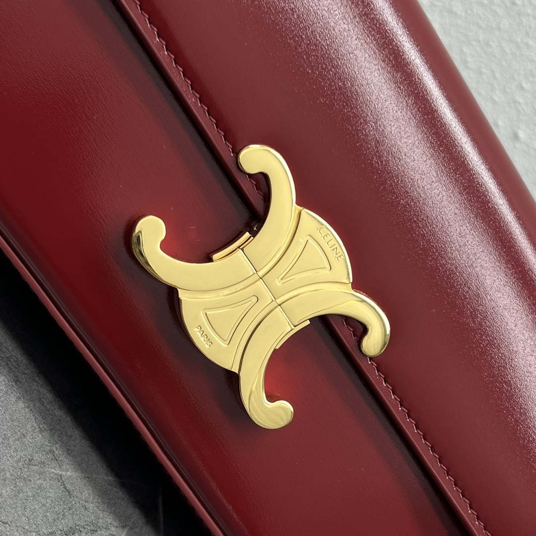 Celine 197992 Chain Shoulder Bag Claude In Triomphe Canvas Wine Red