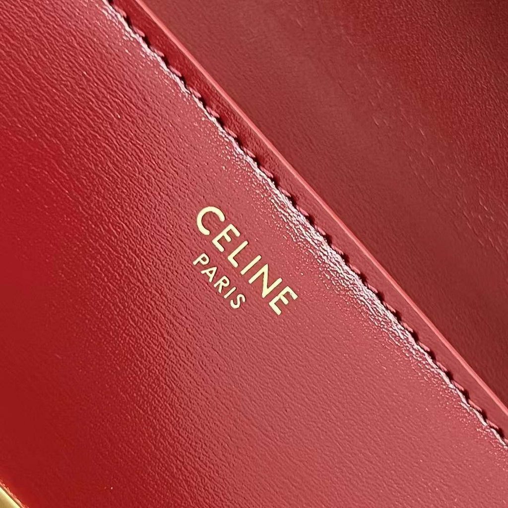 Celine 197992 Chain Shoulder Bag Claude In Triomphe Canvas Wine Red