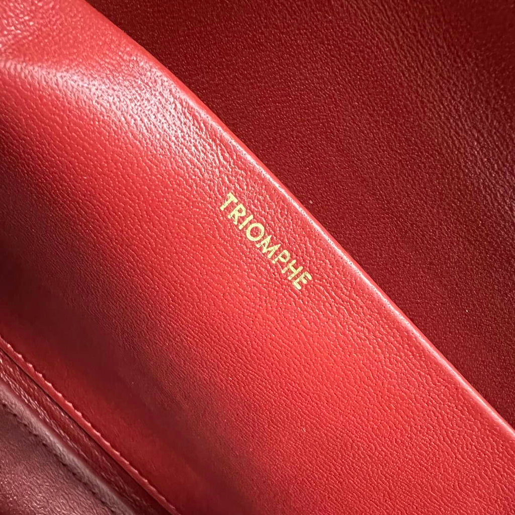 Celine 197992 Chain Shoulder Bag Claude In Triomphe Canvas Wine Red