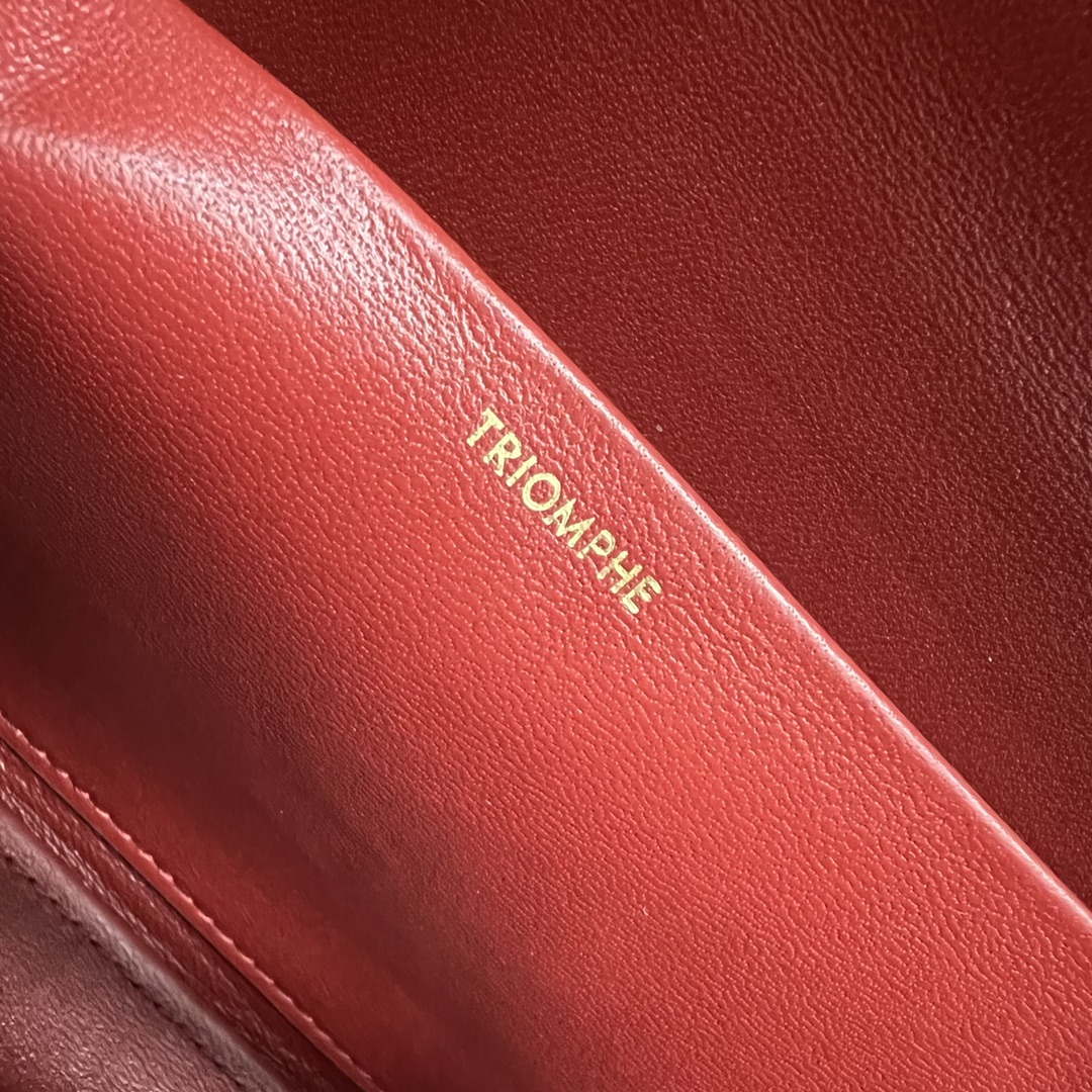 Celine 197992 Chain Shoulder Bag Claude In Triomphe Canvas Wine Red