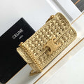 Celine 197993 Chain Shoulder Bag Claude In Triomphe Raffia Apricot - Default Title - View 1