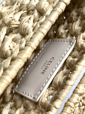 Celine 197993 Chain Shoulder Bag Claude In Triomphe Raffia Apricot - Default Title - View 9