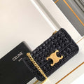 Celine 197993 Chain Shoulder Bag Claude In Triomphe Raffia Black - Default Title - View 1