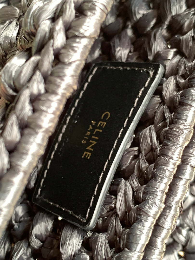Celine 197993 Chain Shoulder Bag Claude In Triomphe Raffia Black