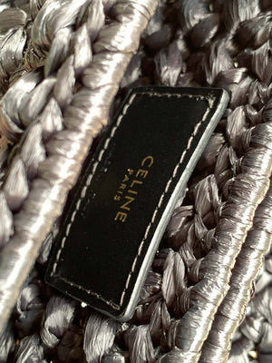 Celine 197993 Chain Shoulder Bag Claude In Triomphe Raffia Black - Default Title - View 9