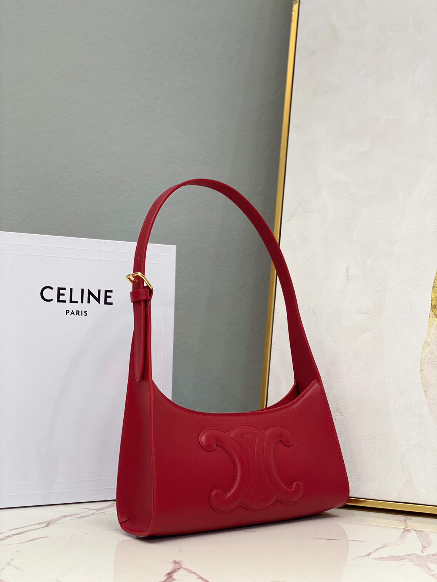 Celine 198153 Shoulder Bag Cuir Triomphe in Smooth Calfskin Red - Default Title - View 2