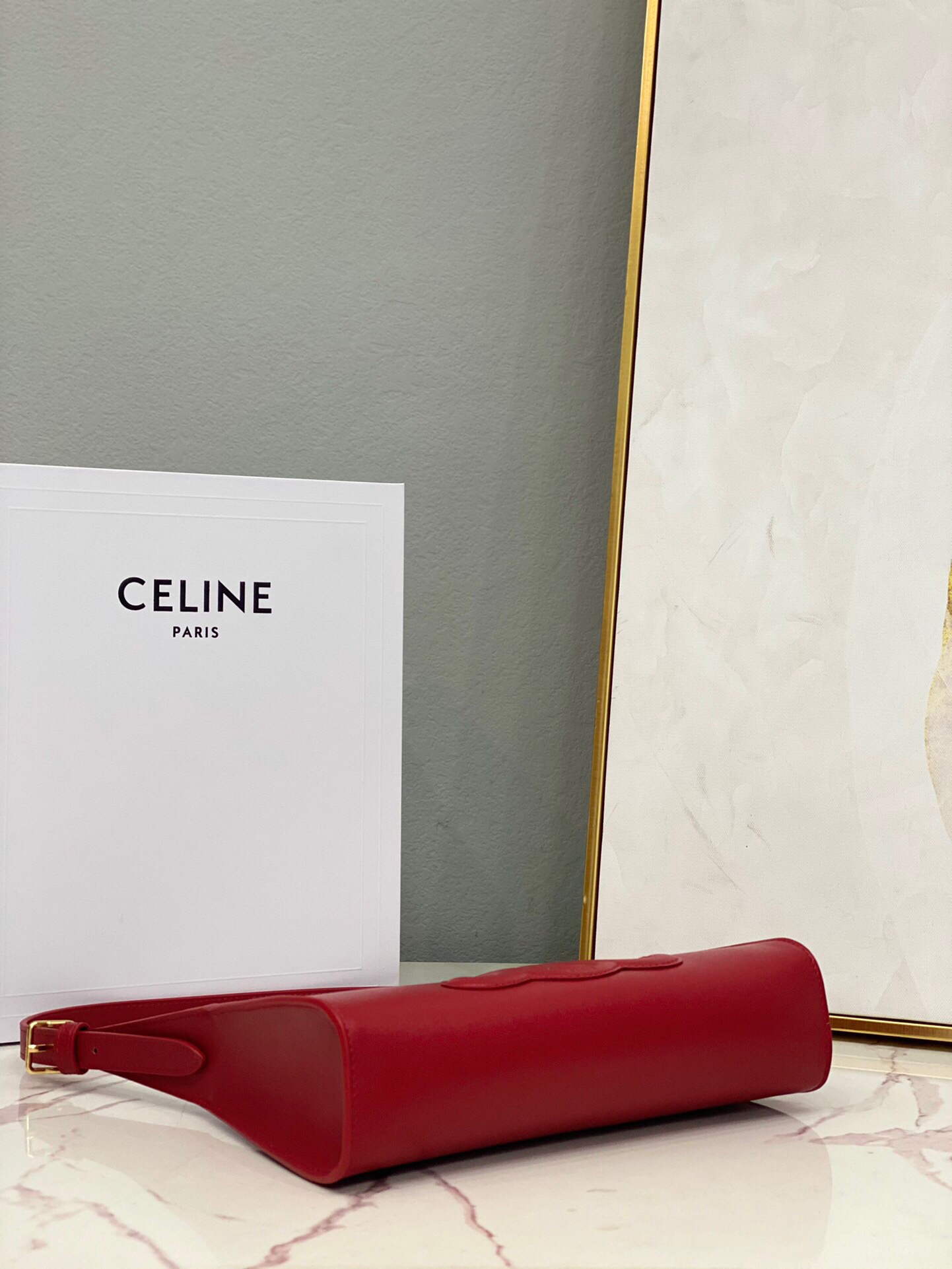 Celine 198153 Shoulder Bag Cuir Triomphe in Smooth Calfskin Red - Default Title - View 4