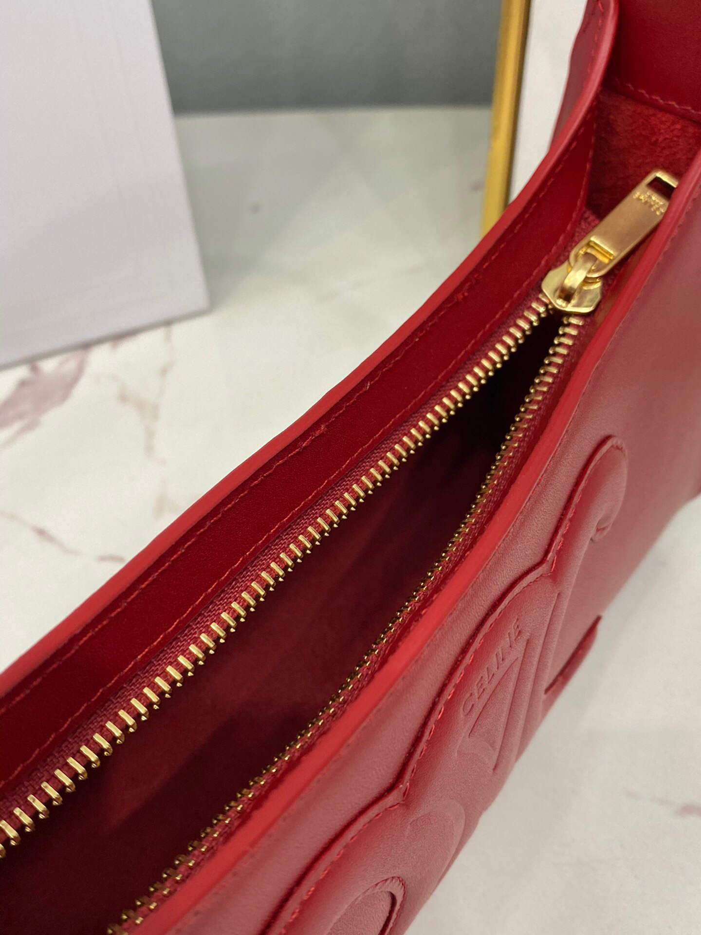 Celine 198153 Shoulder Bag Cuir Triomphe in Smooth Calfskin Red - Default Title - View 8