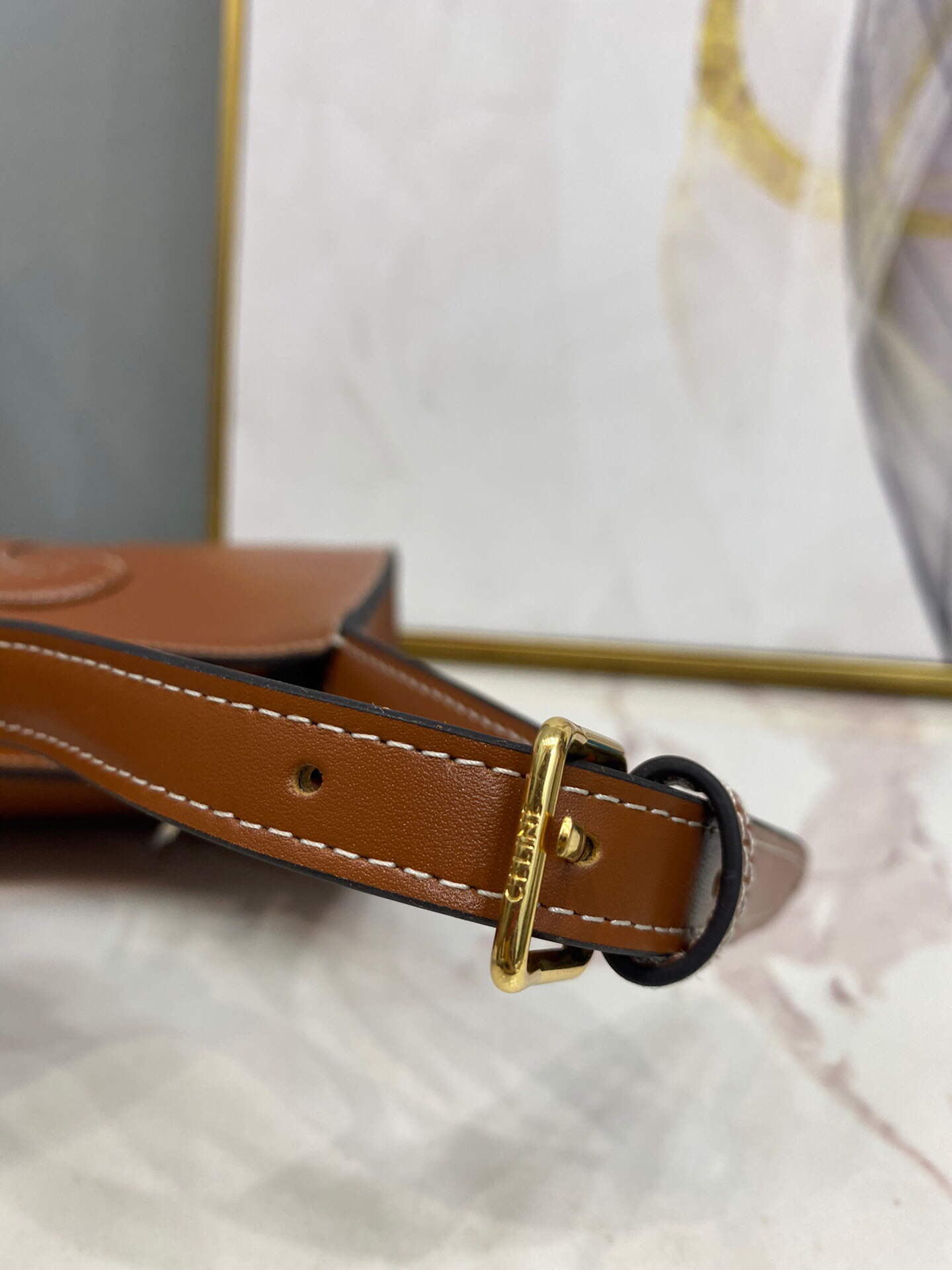 Celine 198153 Shoulder Bag Cuir Triomphe in Smooth Calfskin Brown