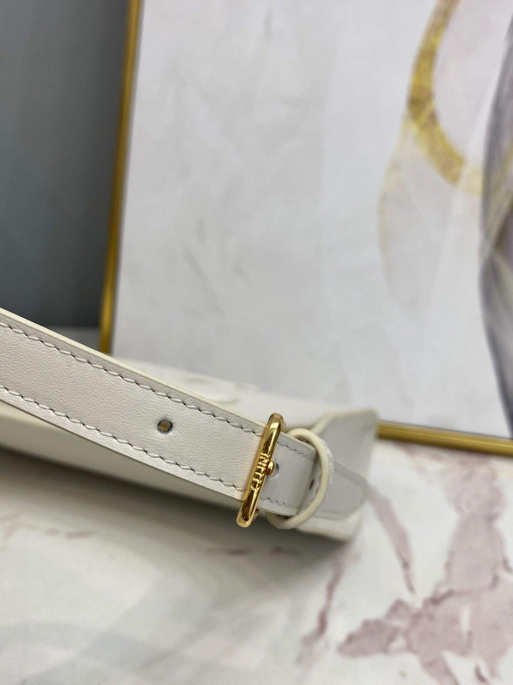 Celine 198153 Shoulder Bag Cuir Triomphe in Smooth Calfskin White