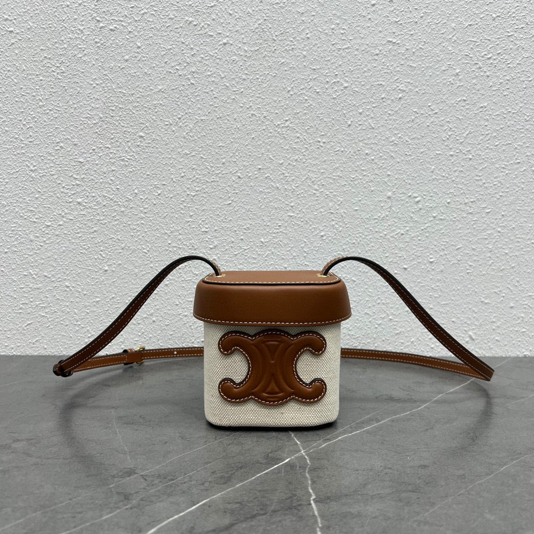 Celine 199263 SMALL BOX cuir triomphe in Smooth Calfskin beige tan - Default Title - View 1