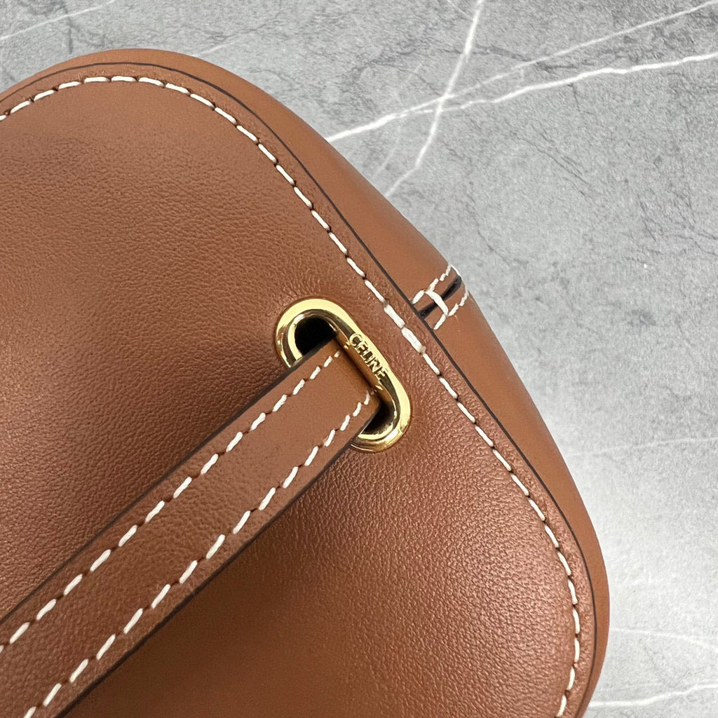 Celine 199263 SMALL BOX cuir triomphe in Smooth Calfskin beige tan