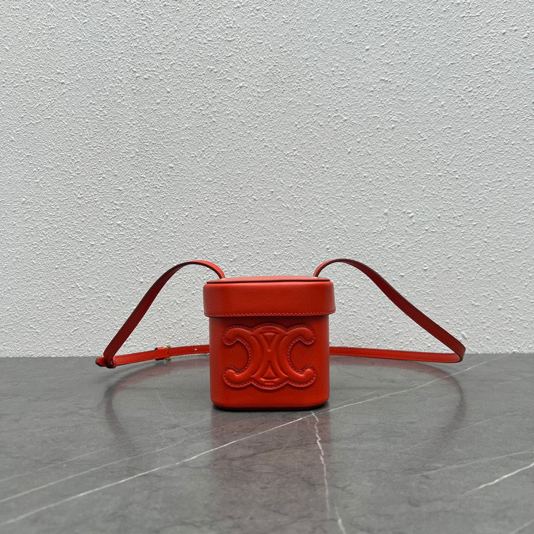 Celine 199263 SMALL BOX cuir triomphe in Smooth Calfskin Orange Red - Default Title - View 1