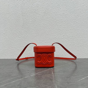 Celine 199263 SMALL BOX cuir triomphe in Smooth Calfskin Orange Red - Default Title - View 1