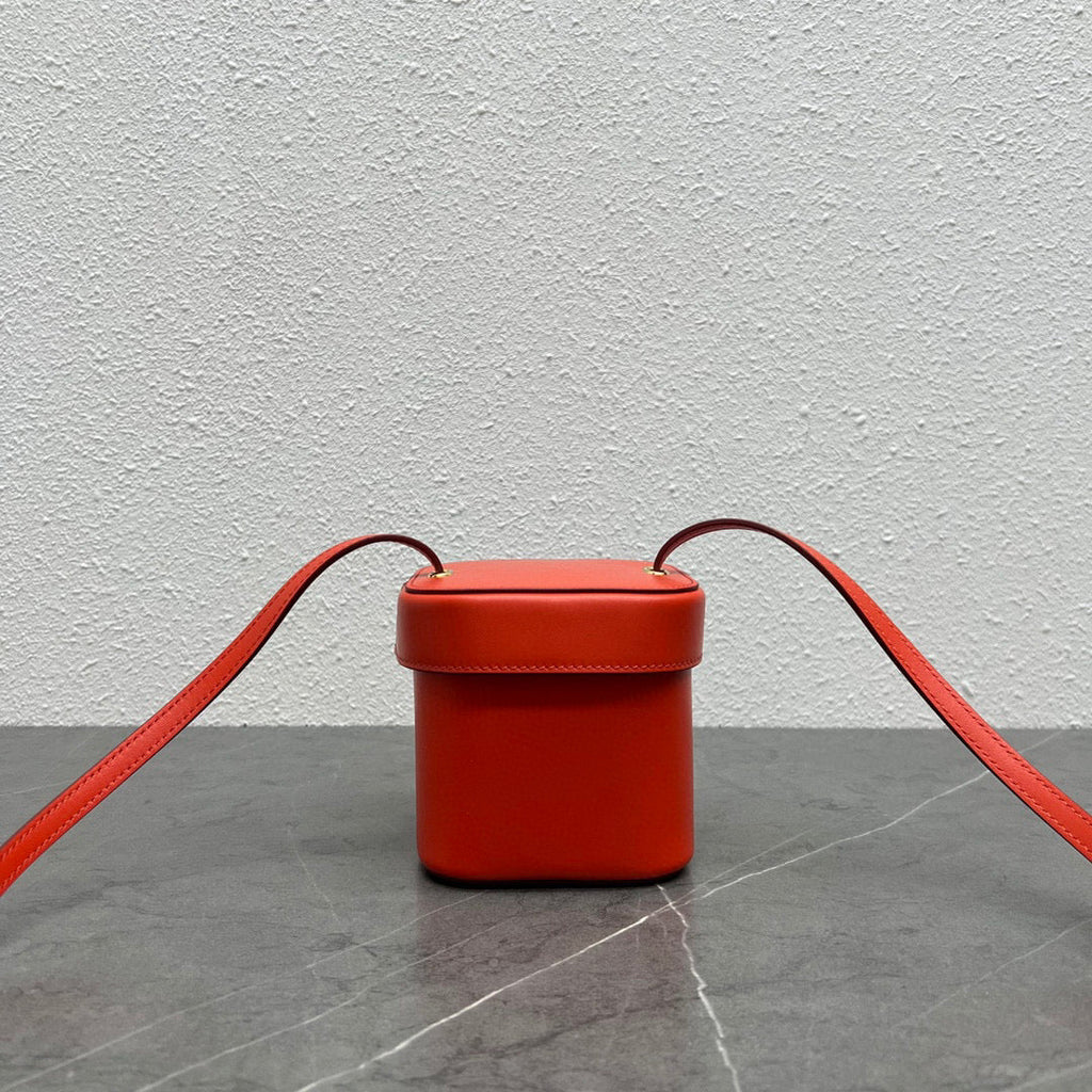 Celine 199263 SMALL BOX cuir triomphe in Smooth Calfskin Orange Red
