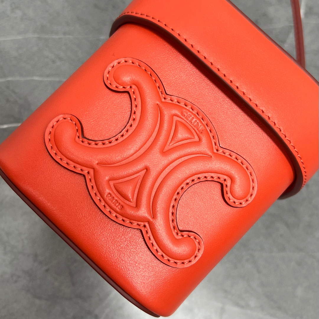 Celine 199263 SMALL BOX cuir triomphe in Smooth Calfskin Orange Red