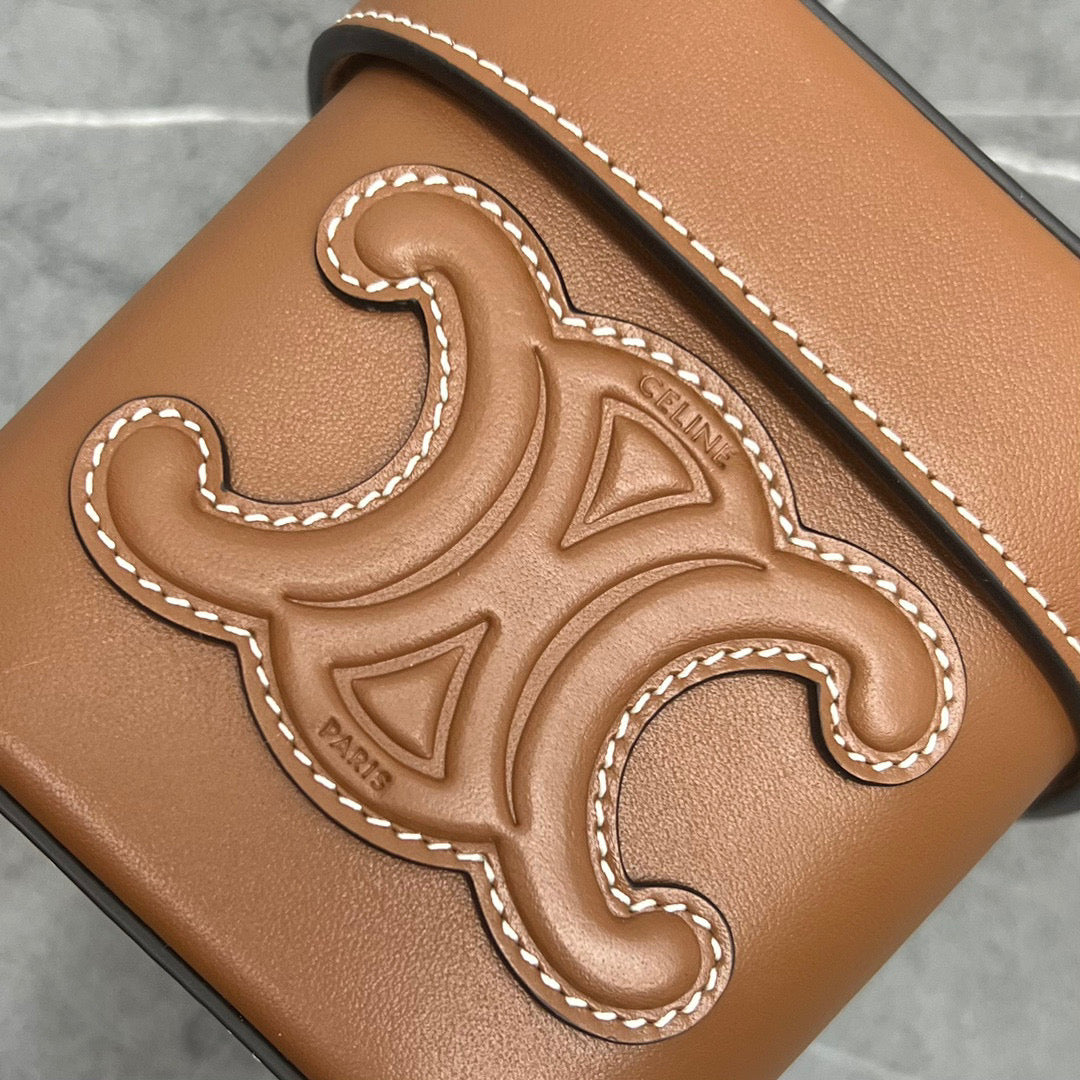 Celine 199263 SMALL BOX cuir triomphe in Smooth Calfskin Tan