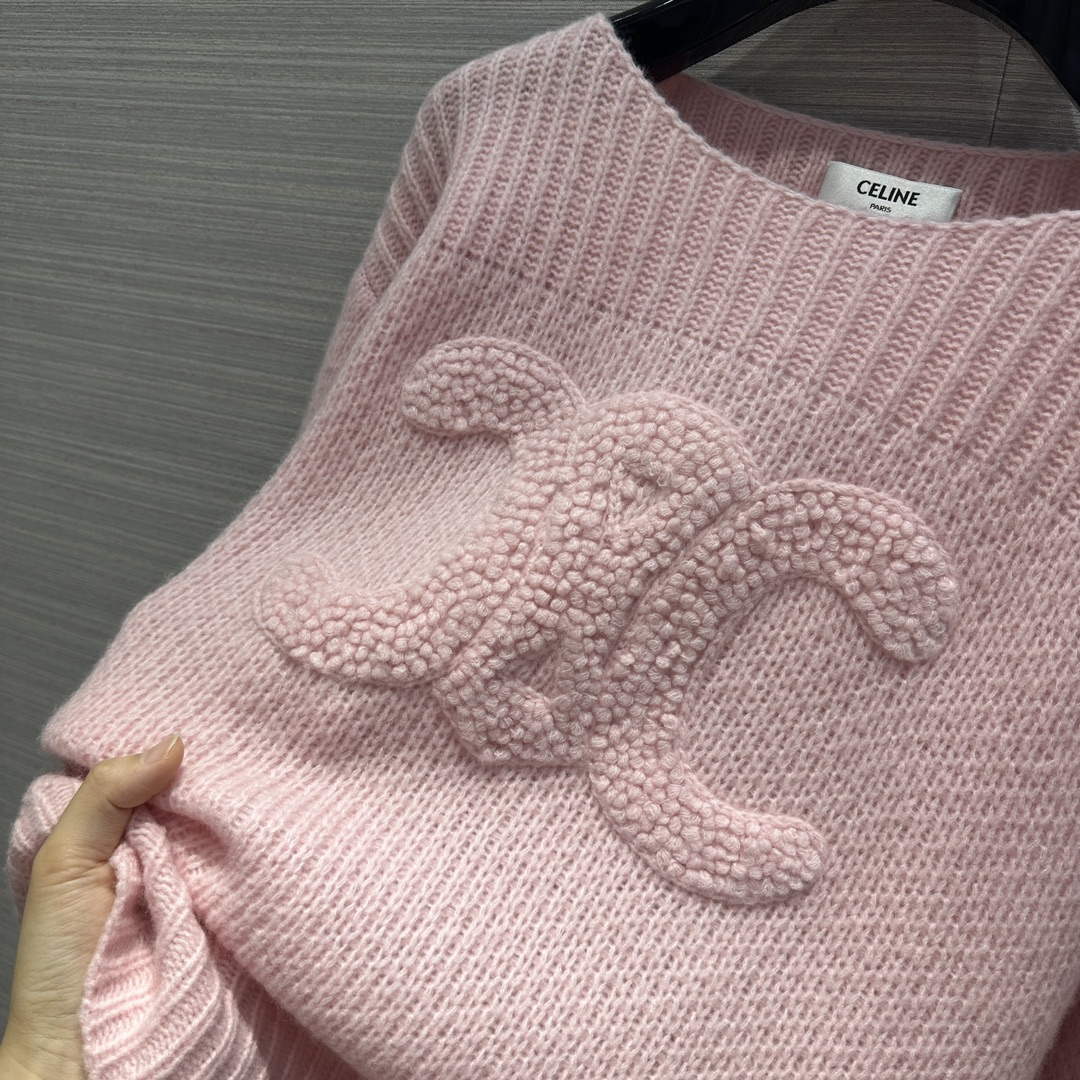 Celine 2AC99309T Boat Neck Triomphe Sweater C99068 - S - View 6