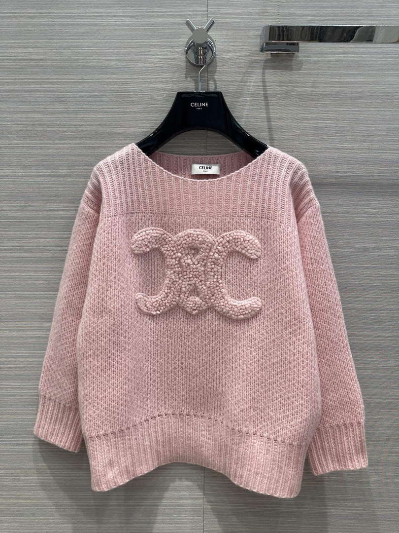 Celine 2AC99309T Boat Neck Triomphe Sweater C99068 - S - View 1
