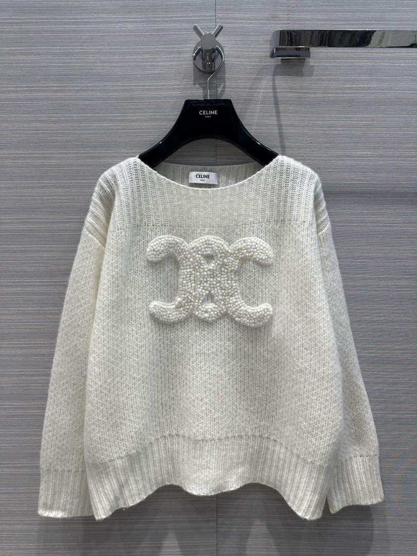 Celine 2AC99309T Boat Neck Triomphe Sweater C99069