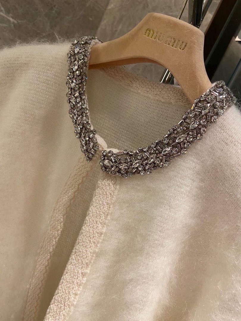 Celine 2AD7L440U Embroidered Cardigan In Brushed Mohair C99075