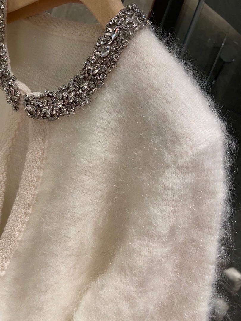 Celine 2AD7L440U Embroidered Cardigan In Brushed Mohair C99075