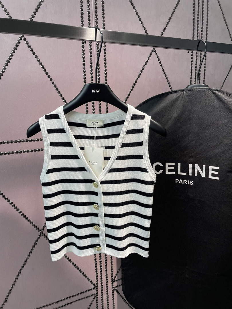 Celine 2AJ72570P Women's Gilet in mariniere striped C88100