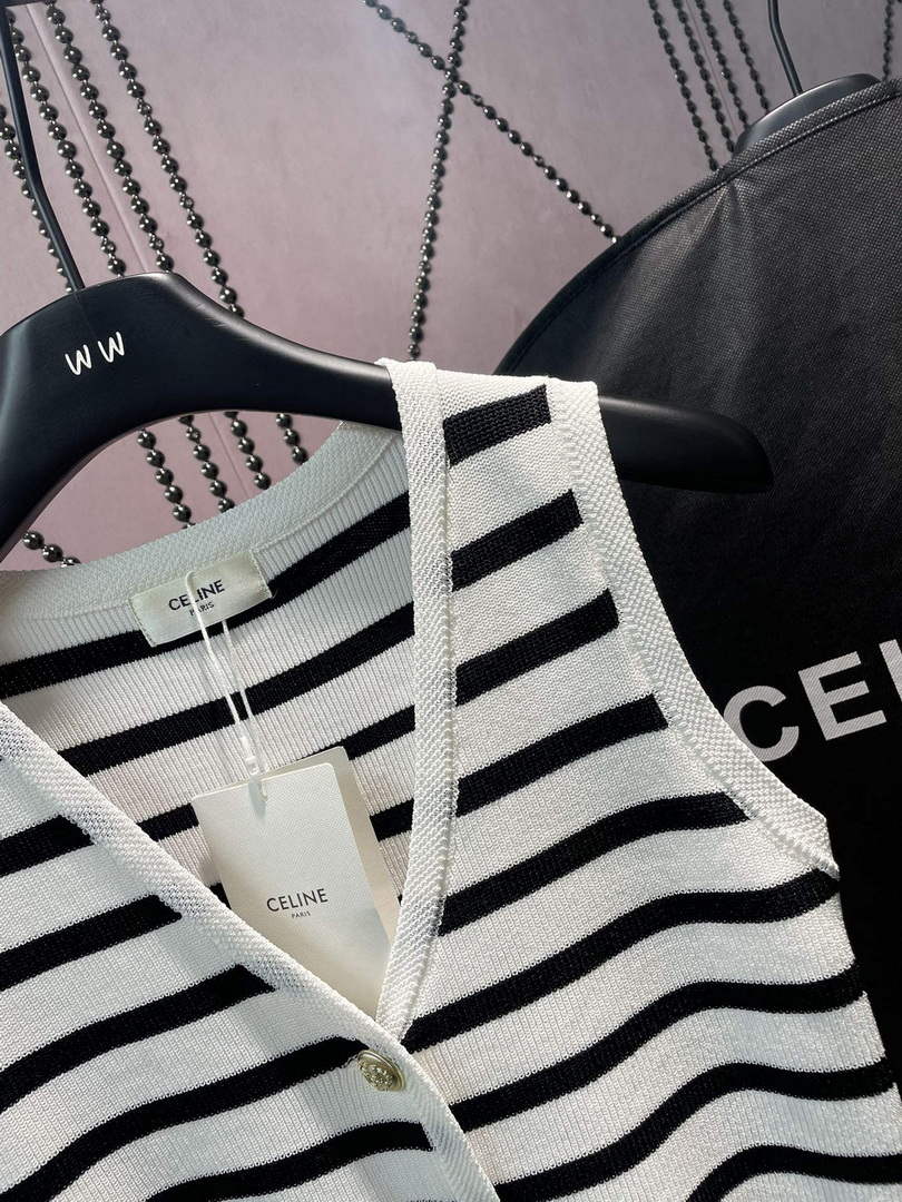 Celine 2AJ72570P Women's Gilet in mariniere striped C88100