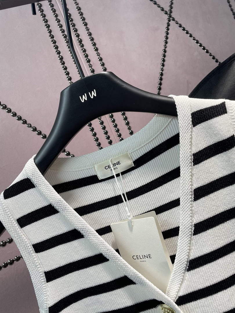 Celine 2AJ72570P Women's Gilet in mariniere striped C88100