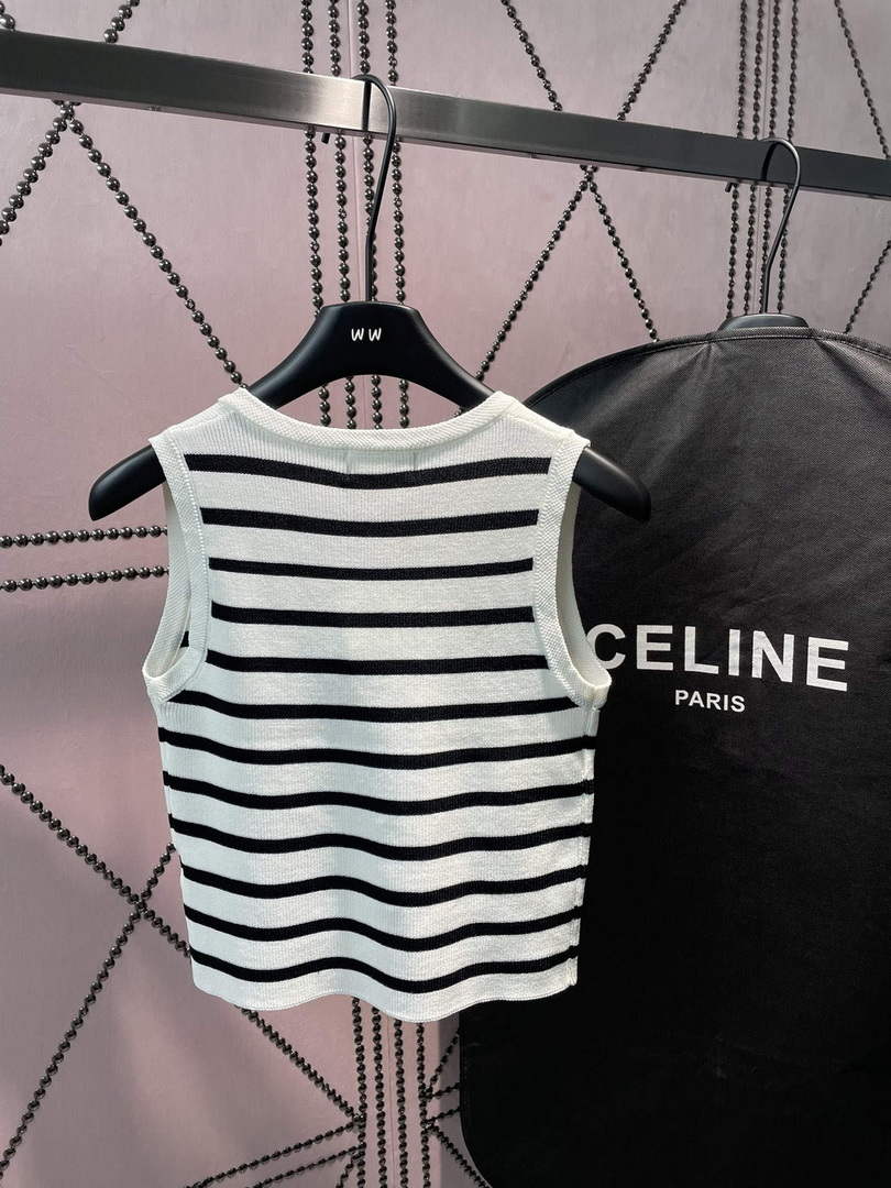 Celine 2AJ72570P Women's Gilet in mariniere striped C88100