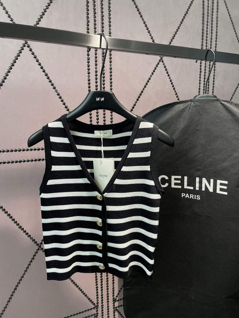 Celine 2AJ72570P Women's Gilet in mariniere striped C88101