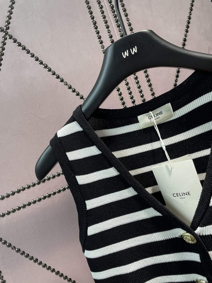 Celine 2AJ72570P Women's Gilet in mariniere striped C88101
