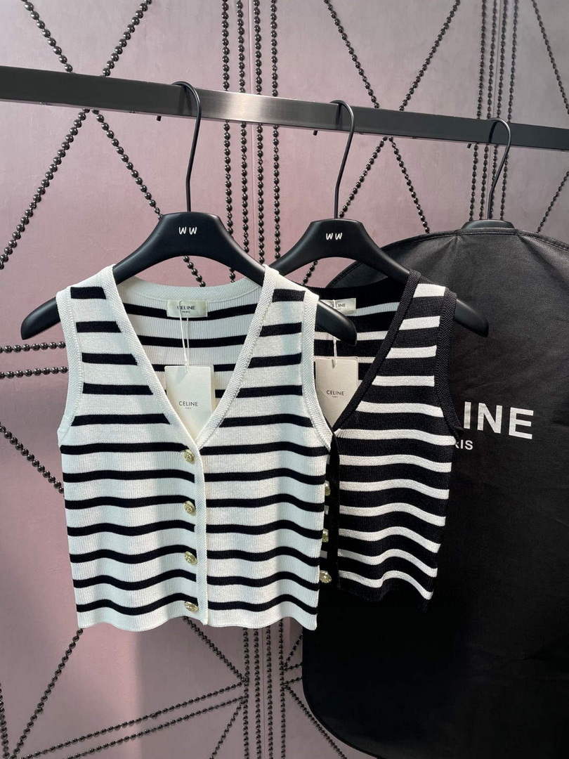 Celine 2AJ72570P Women's Gilet in mariniere striped C88101