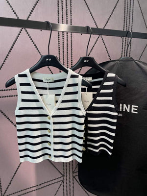 Celine 2AJ72570P Women's Gilet in mariniere striped C88101 - S - View 7