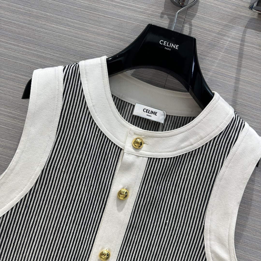 Celine 2U141098V Trapeze Mini Dress In Hickory Stripes C99075 - S - View 4
