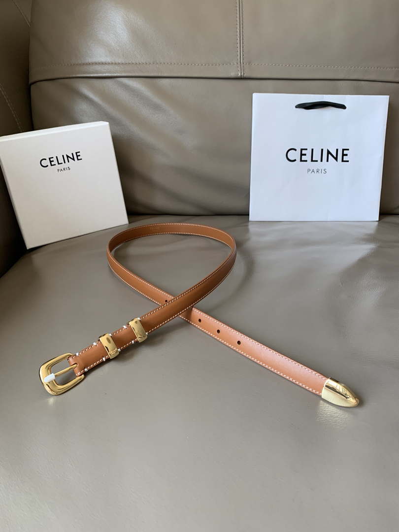 Celine 45BAE3A01 Small Western Belt In Natural Calfskin Tan 1.8 CM C12004 - 75--(90CM) - View 1
