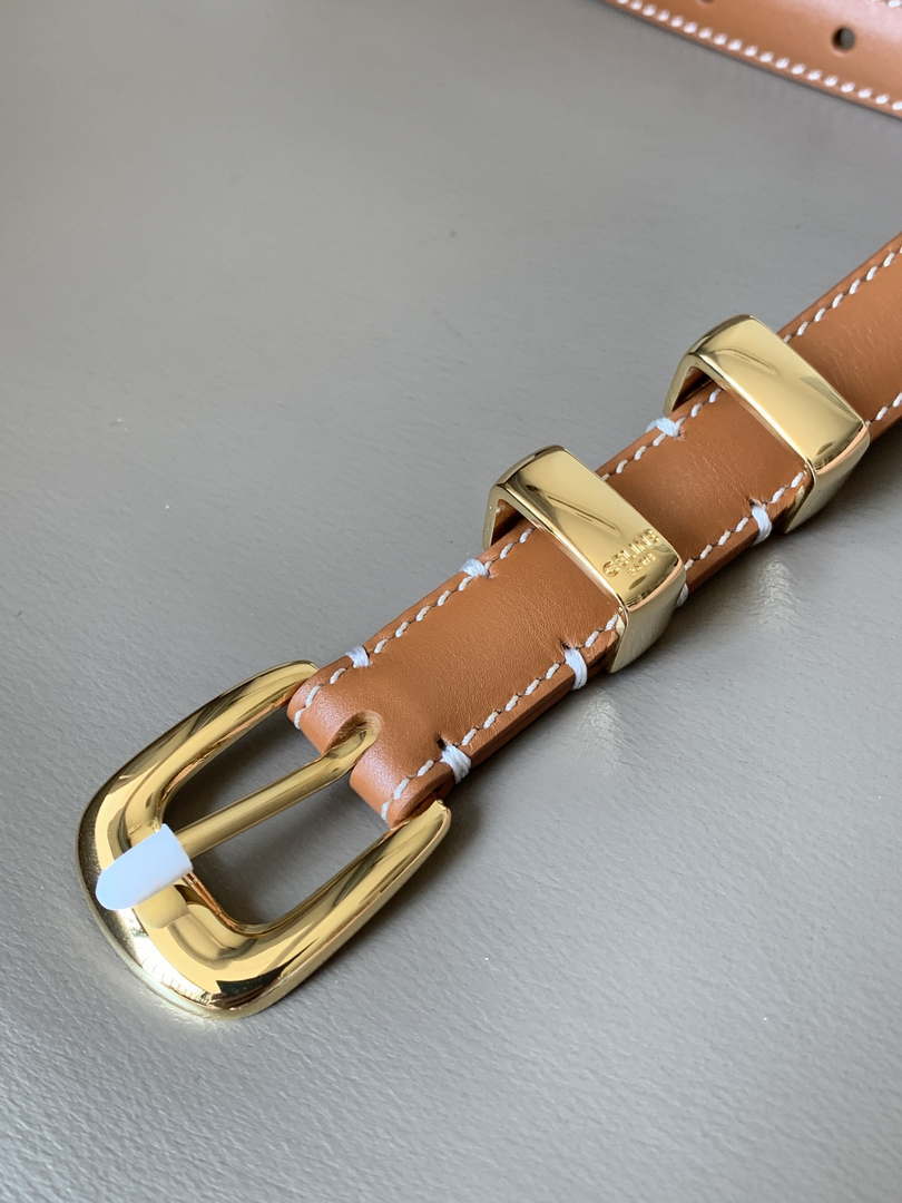 Celine 45BAE3A01 Small Western Belt In Natural Calfskin Tan 1.8 CM C12004