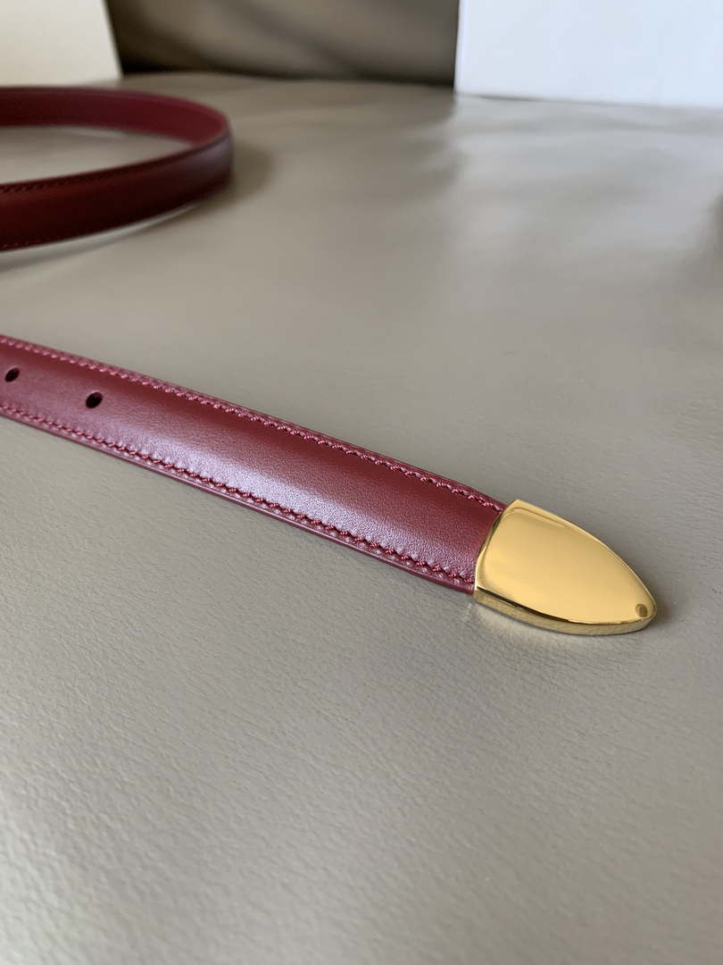 Celine 45BAE3A01 Small Western Belt In Natural Calfskin Wine Red 1.8 CM C12005