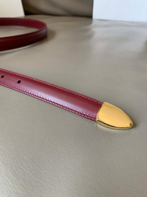 Celine 45BAE3A01 Small Western Belt In Natural Calfskin Wine Red 1.8 CM C12005 - 75--(90CM) - View 2