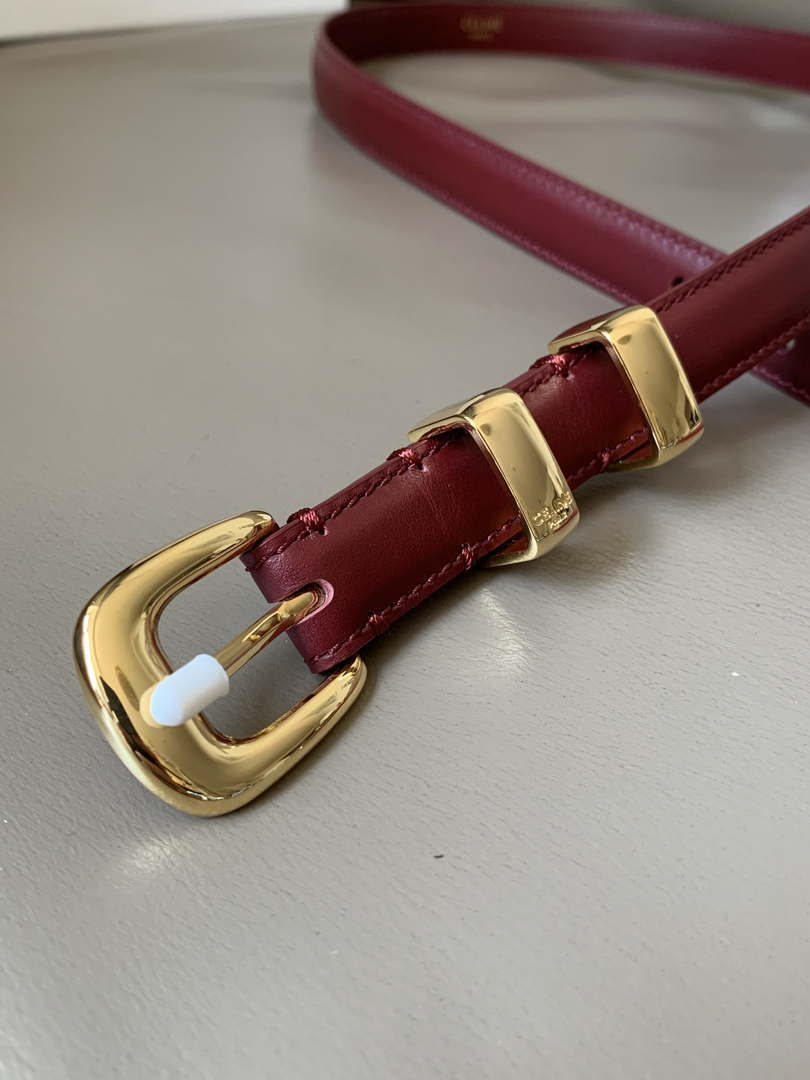 Celine 45BAE3A01 Small Western Belt In Natural Calfskin Wine Red 1.8 CM C12005