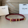 Celine 45BAE3A01 Small Western Belt In Natural Calfskin Wine Red 1.8 CM C12005 - 75--(90CM) - View 1