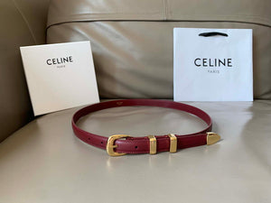 Celine 45BAE3A01 Small Western Belt In Natural Calfskin Wine Red 1.8 CM C12005 - 75--(90CM) - View 1