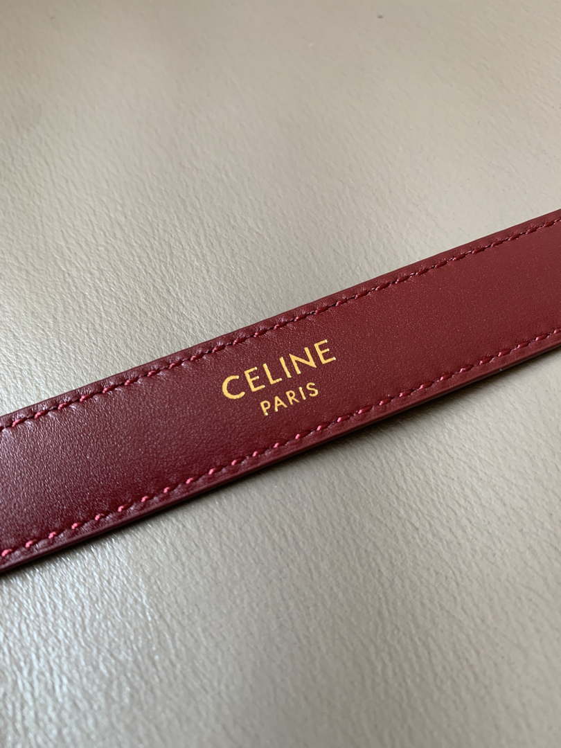 Celine 45BAE3A01 Small Western Belt In Natural Calfskin Wine Red 1.8 CM C12005