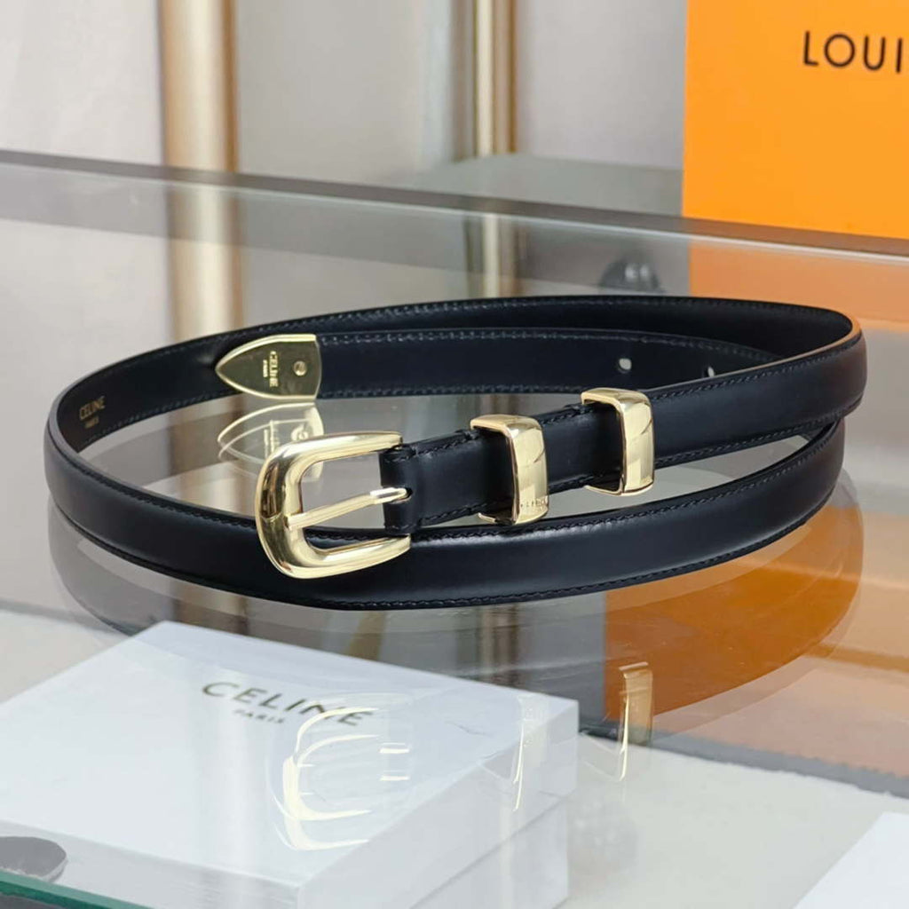 Celine 45BAE3A01 Small Western Belt In Taurillon Leather Black 1.8 CM C12003