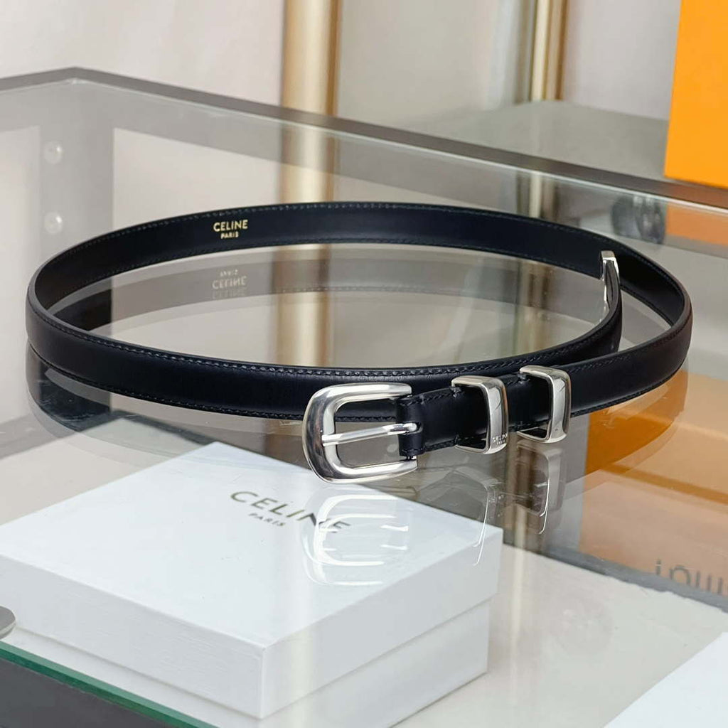 Celine 45BAE3A01 Small Western Belt In Taurillon Leather Black 1.8 CM C12003