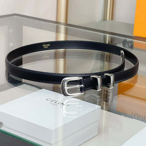 Celine 45BAE3A01 Small Western Belt In Taurillon Leather Black 1.8 CM C12003 - Gold / 75--(90CM) - View 15