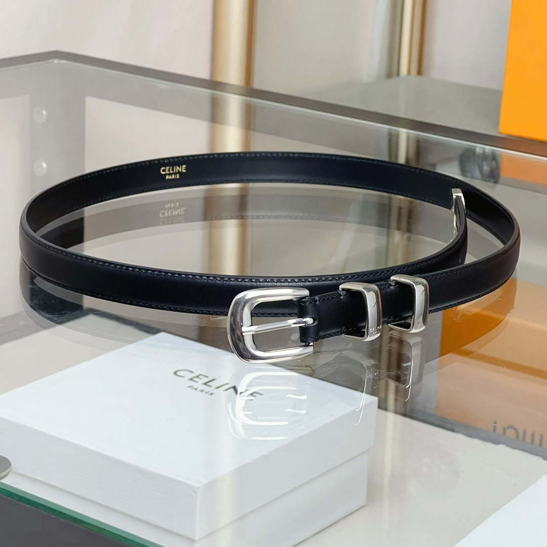 Celine 45BAE3A01 Small Western Belt In Taurillon Leather Black 1.8 CM C12003