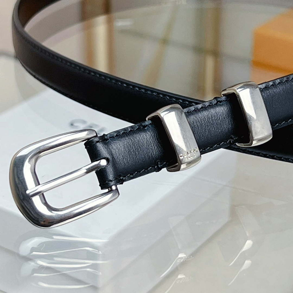 Celine 45BAE3A01 Small Western Belt In Taurillon Leather Black 1.8 CM C12003